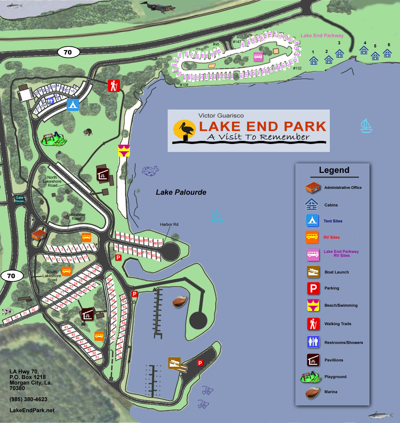 Lake End Park Map | Lake End Park. Morgan City, La.